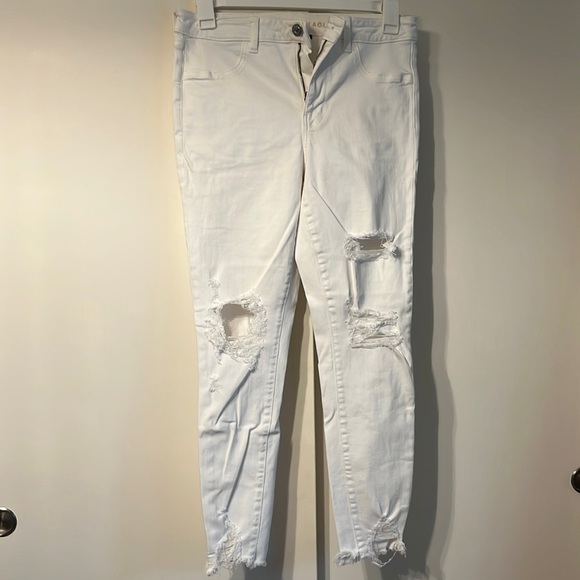 American Eagle white distressed denim jeans - Picture 1 of 7